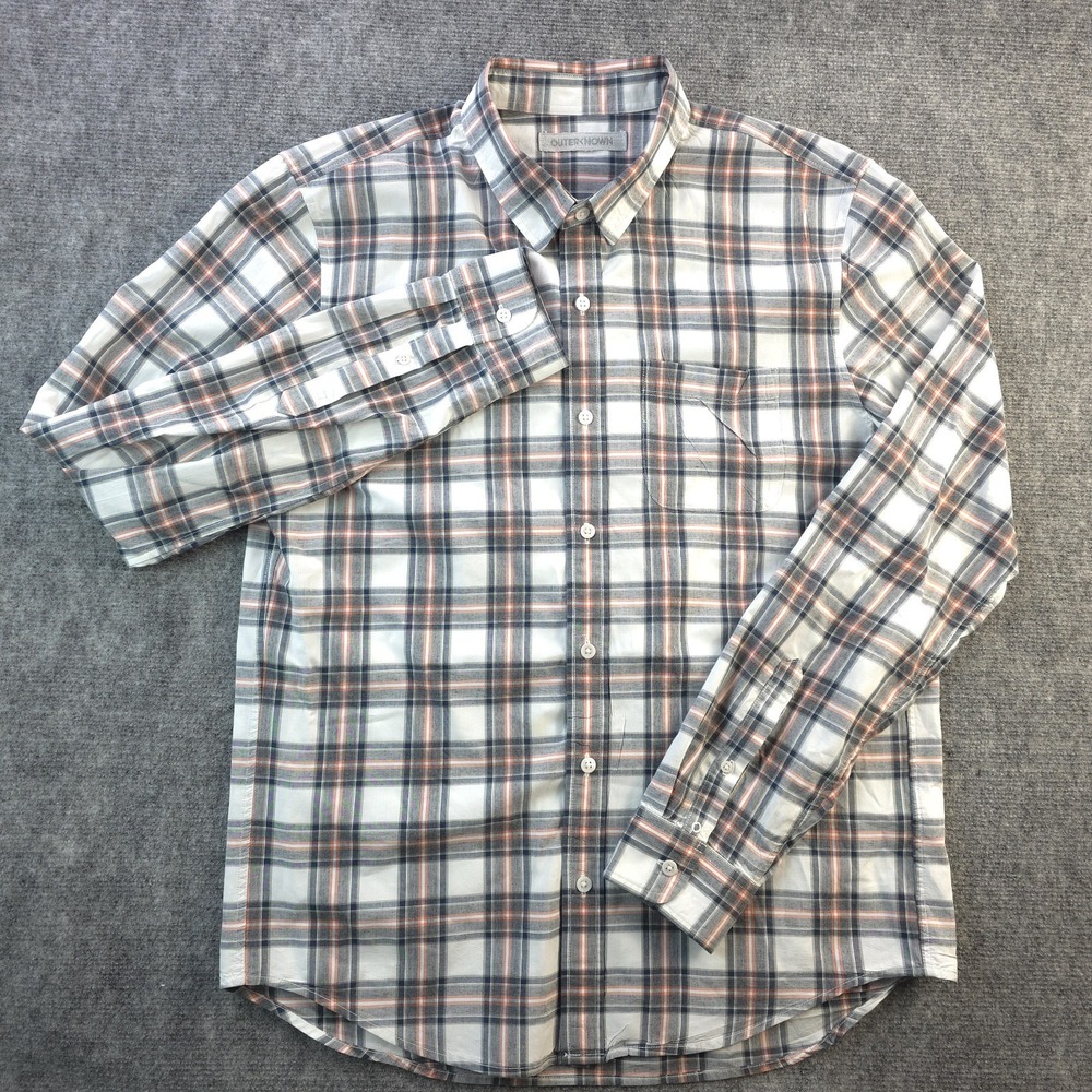 Outerknown Shirt Medium Long Sleeve Button Up Multicolor‎ Plaid Pocket Cotton - Picture 2 of 8